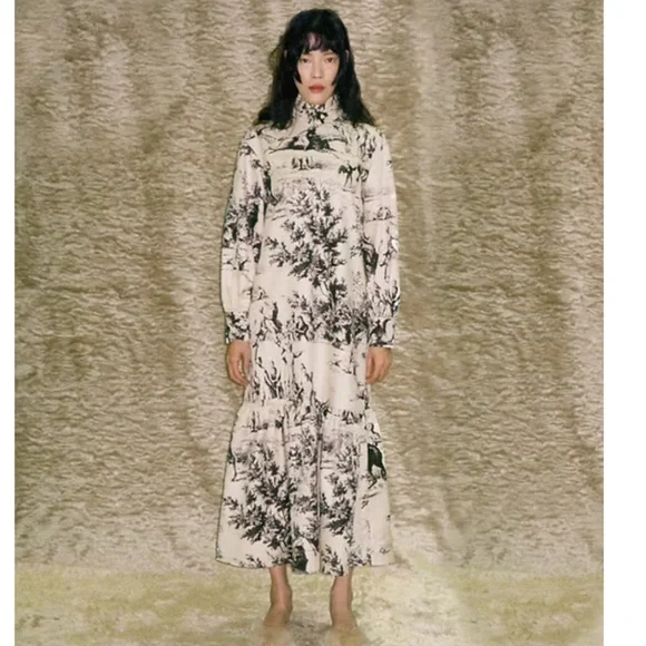 JOHN French Scenic Printed Dress